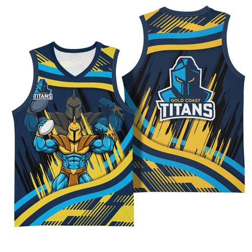 Titans Rugby Mascot Basketball Jersey Fierce Athlete Graphic in Sports Style