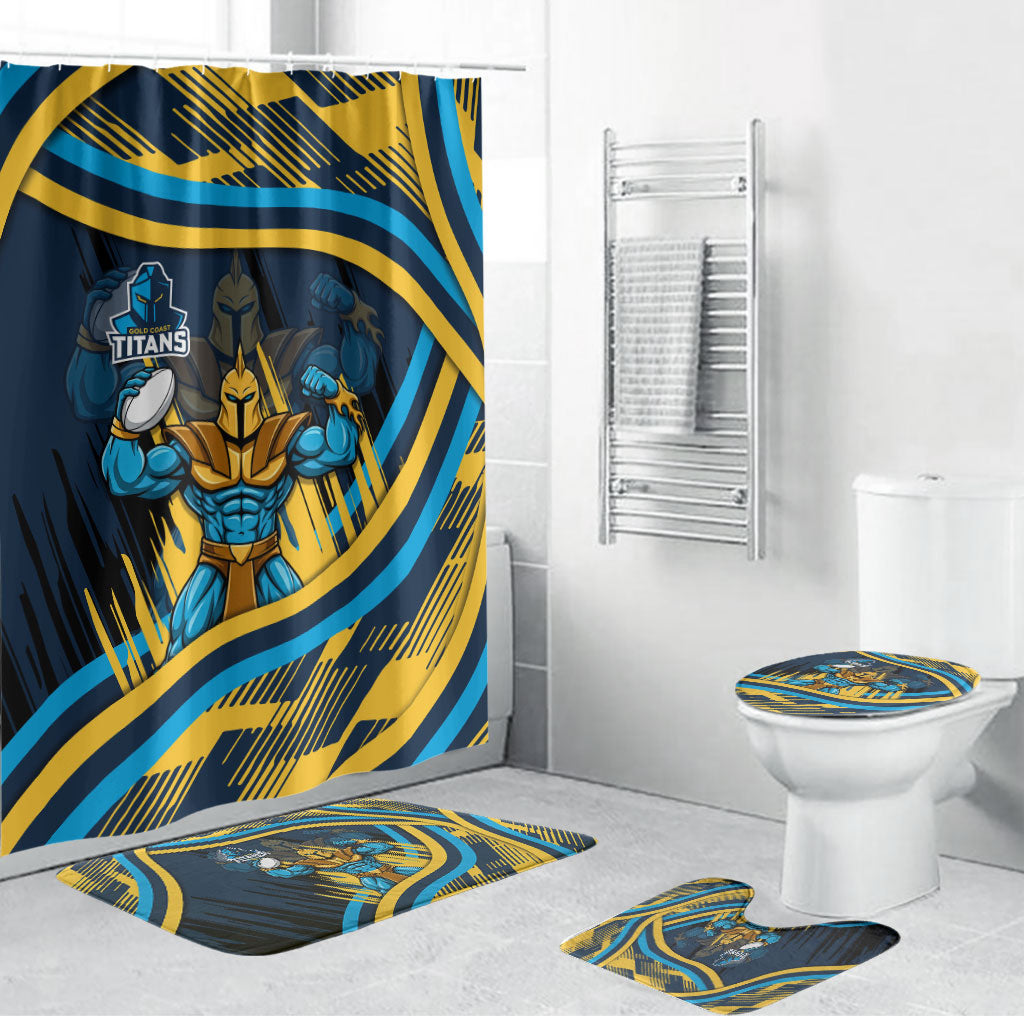 Titans Rugby Mascot Bathroom Set Fierce Athlete Graphic in Sports Style
