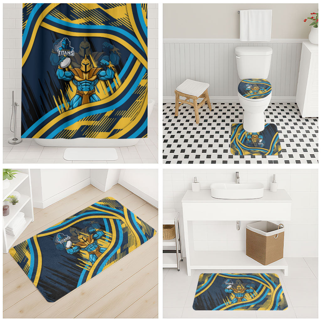 Titans Rugby Mascot Bathroom Set Fierce Athlete Graphic in Sports Style