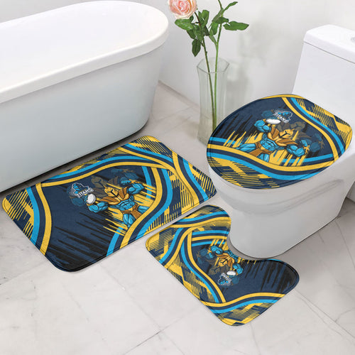 Titans Rugby Mascot Bathroom Set Fierce Athlete Graphic in Sports Style