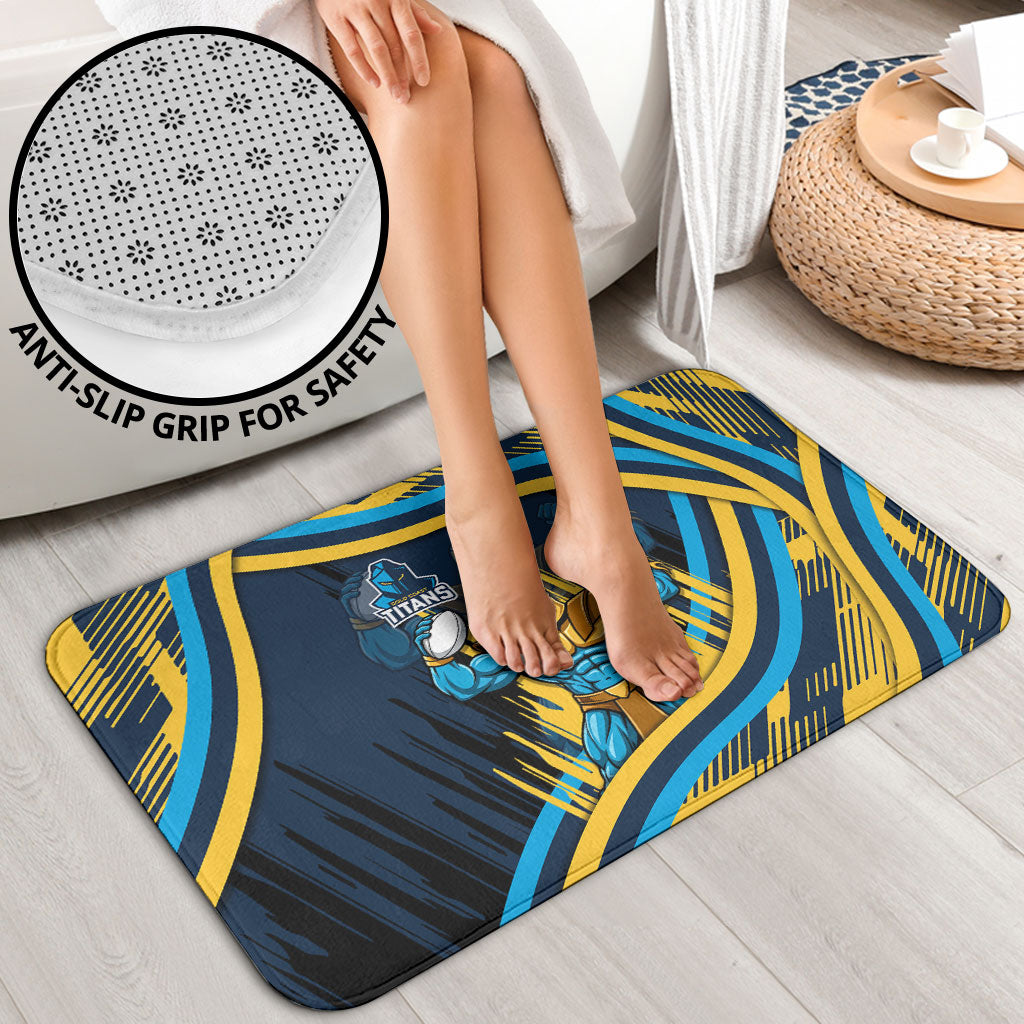 Titans Rugby Mascot Bathroom Set Fierce Athlete Graphic in Sports Style