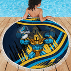 Titans Rugby Mascot Beach Blanket Fierce Athlete Graphic in Sports Style