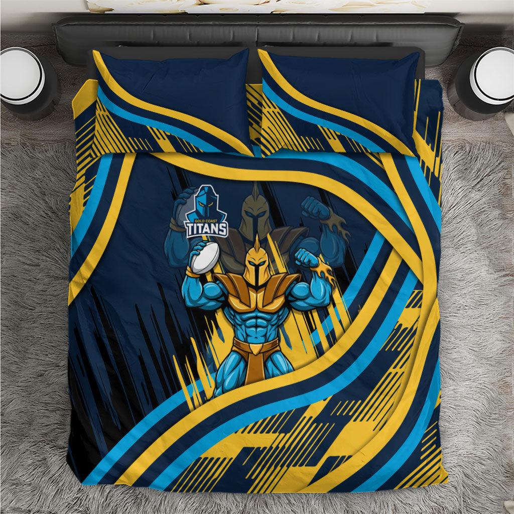 Titans Rugby Mascot Bedding Set Fierce Athlete Graphic in Sports Style