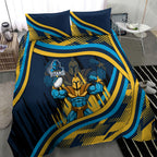 Titans Rugby Mascot Bedding Set Fierce Athlete Graphic in Sports Style