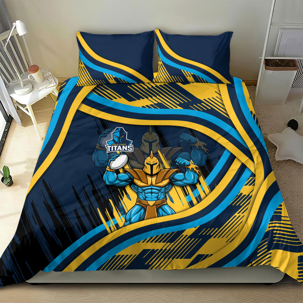 Titans Rugby Mascot Bedding Set Fierce Athlete Graphic in Sports Style