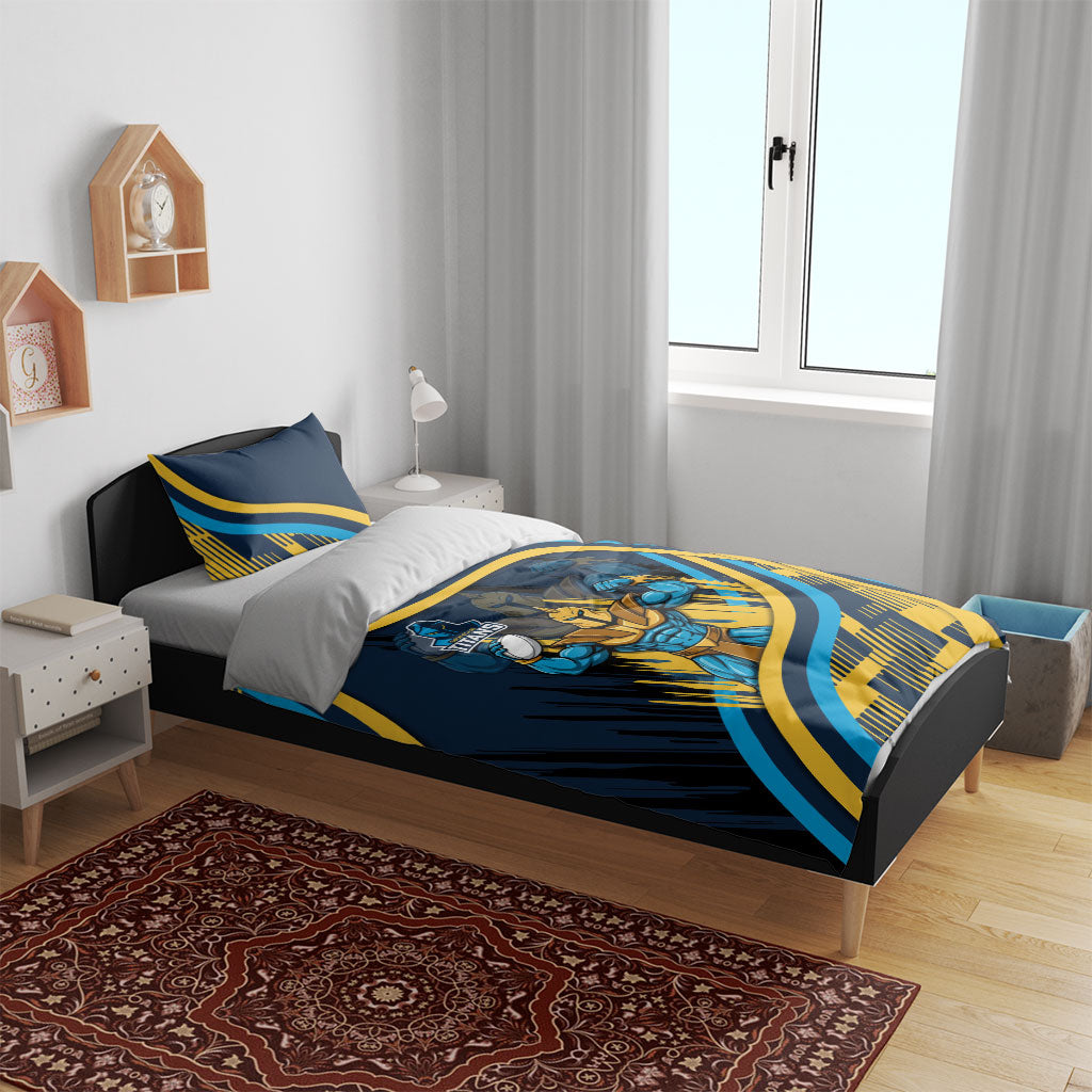 Titans Rugby Mascot Bedding Set Fierce Athlete Graphic in Sports Style