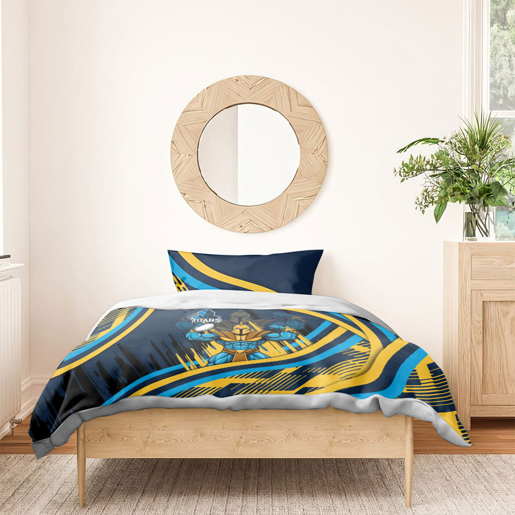 Titans Rugby Mascot Bedding Set Fierce Athlete Graphic in Sports Style