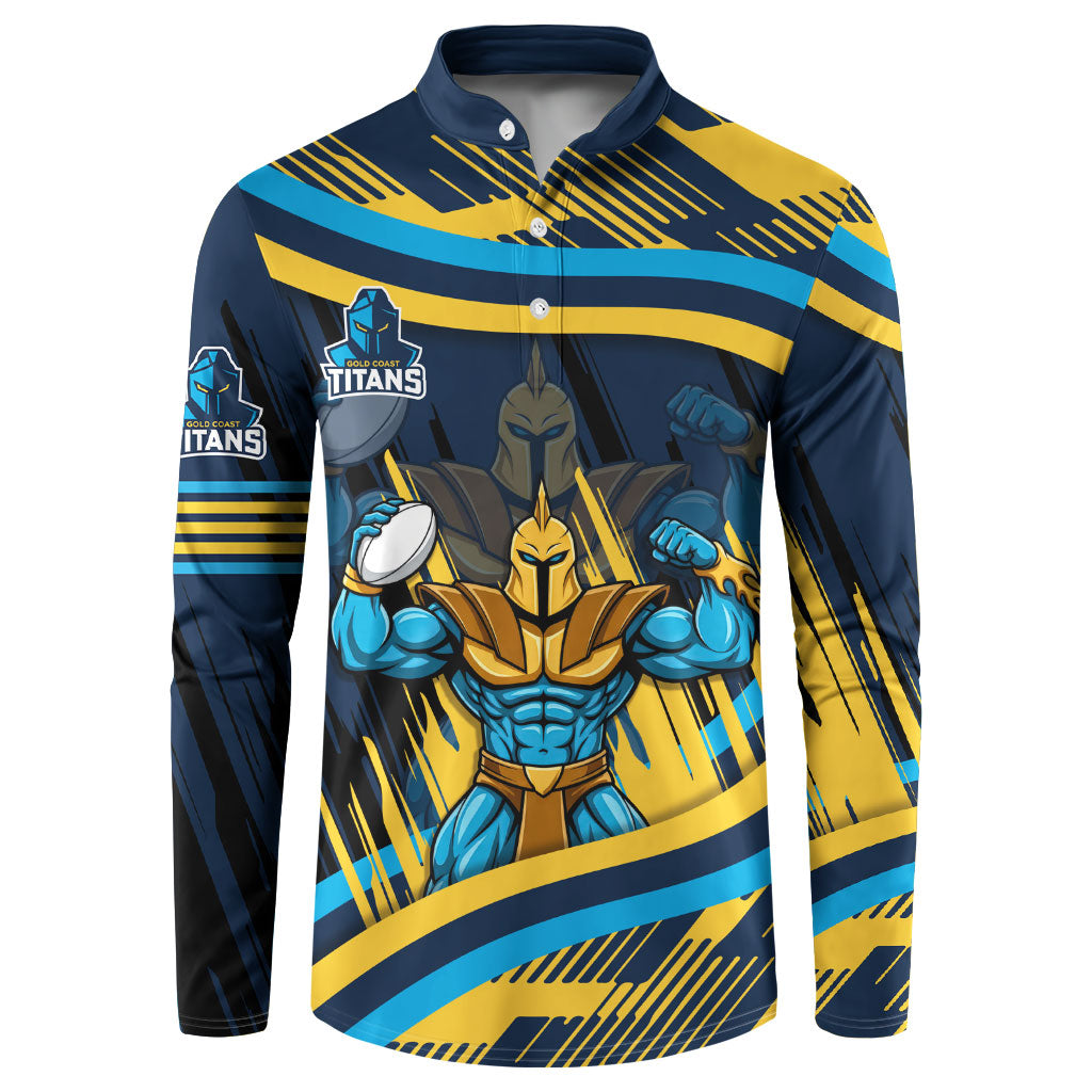 Titans Rugby Mascot Button Sweatshirt Fierce Athlete Graphic in Sports Style