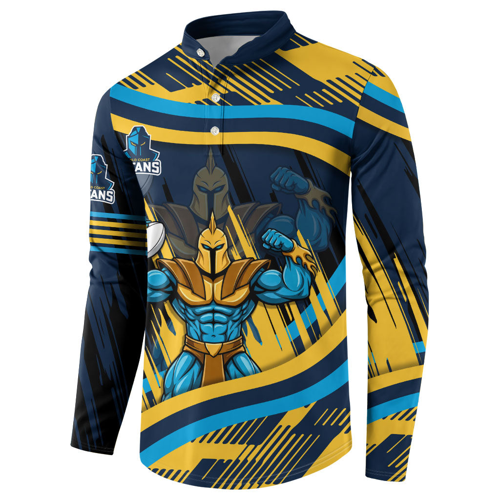 Titans Rugby Mascot Button Sweatshirt Fierce Athlete Graphic in Sports Style