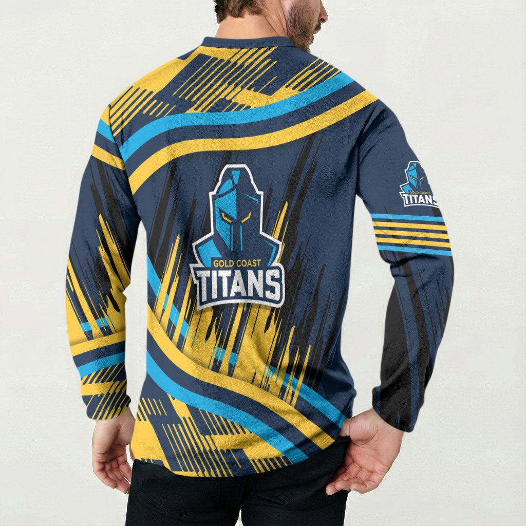 Titans Rugby Mascot Button Sweatshirt Fierce Athlete Graphic in Sports Style