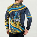 Titans Rugby Mascot Button Sweatshirt Fierce Athlete Graphic in Sports Style