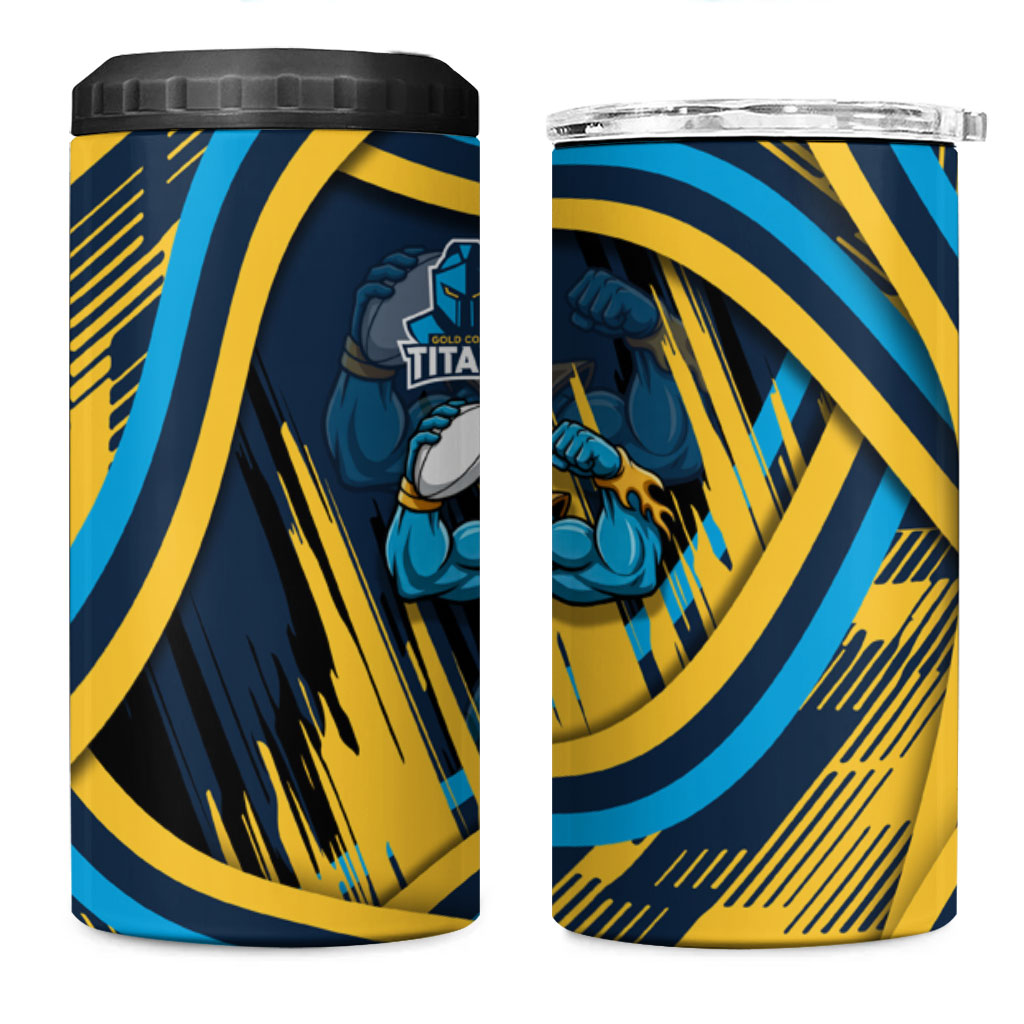 Titans Rugby Mascot 4 in 1 Can Cooler Tumbler Fierce Athlete Graphic in Sports Style