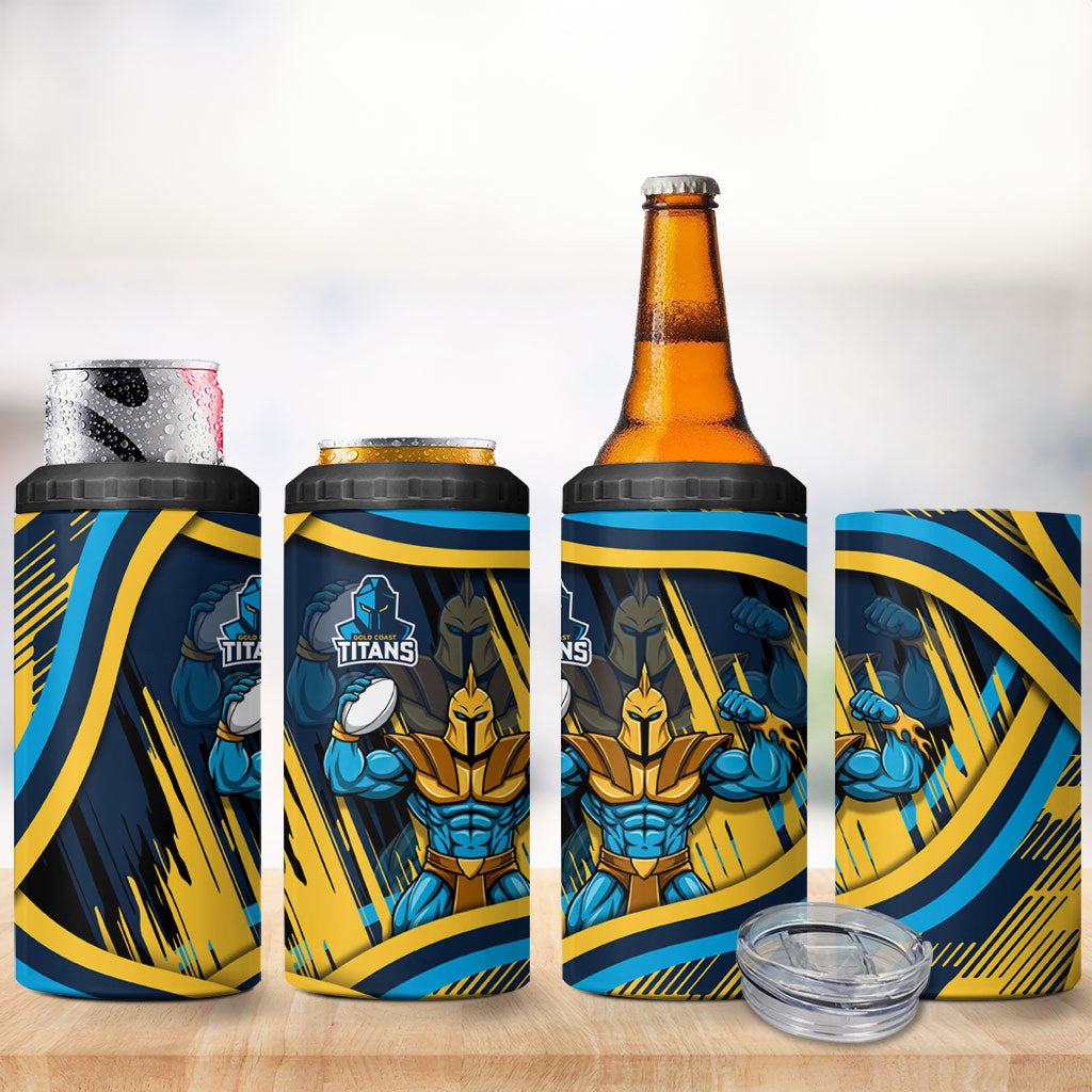 Titans Rugby Mascot 4 in 1 Can Cooler Tumbler Fierce Athlete Graphic in Sports Style