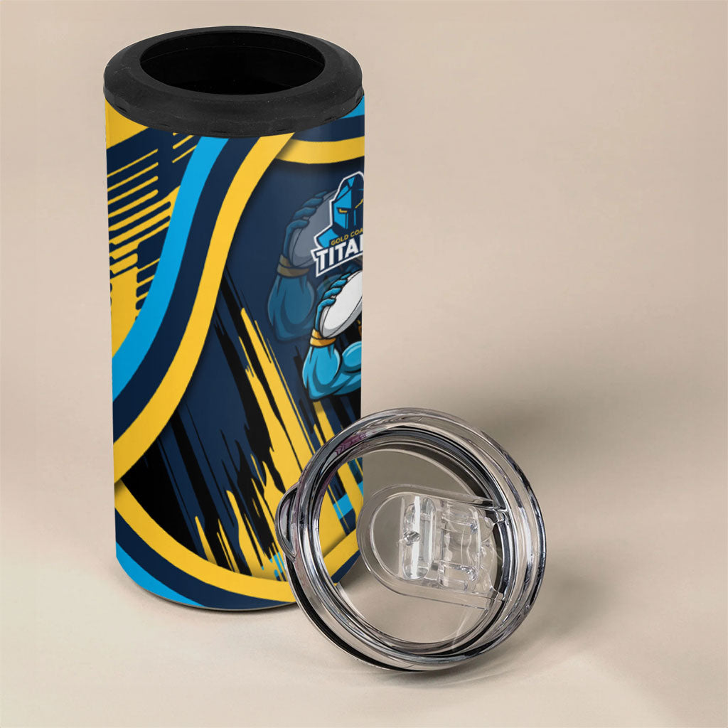 Titans Rugby Mascot 4 in 1 Can Cooler Tumbler Fierce Athlete Graphic in Sports Style
