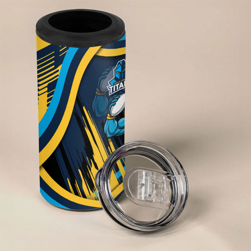 Titans Rugby Mascot 4 in 1 Can Cooler Tumbler Fierce Athlete Graphic in Sports Style