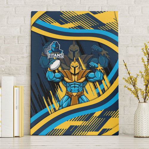 Titans Rugby Mascot Canvas Wall Art Fierce Athlete Graphic in Sports Style