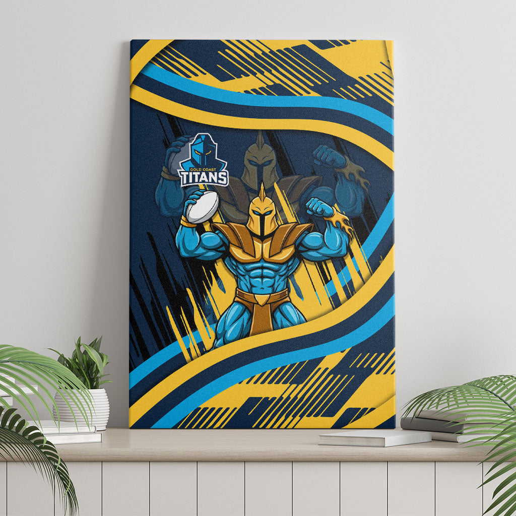 Titans Rugby Mascot Canvas Wall Art Fierce Athlete Graphic in Sports Style