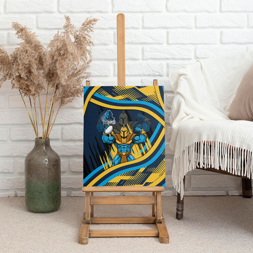 Titans Rugby Mascot Canvas Wall Art Fierce Athlete Graphic in Sports Style