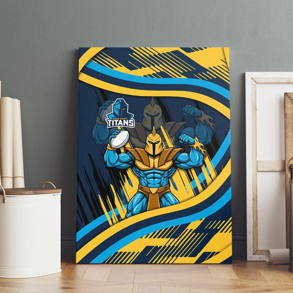 Titans Rugby Mascot Canvas Wall Art Fierce Athlete Graphic in Sports Style