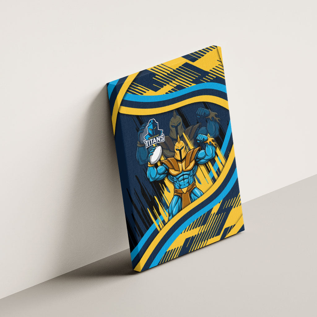 Titans Rugby Mascot Canvas Wall Art Fierce Athlete Graphic in Sports Style