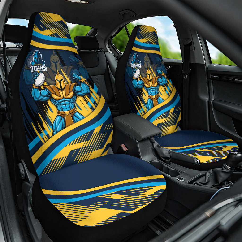 Titans Rugby Mascot Car Seat Cover Fierce Athlete Graphic in Sports Style