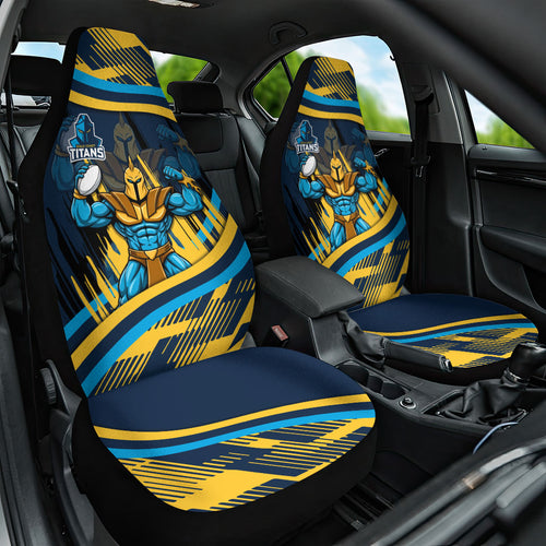 Titans Rugby Mascot Car Seat Cover Fierce Athlete Graphic in Sports Style