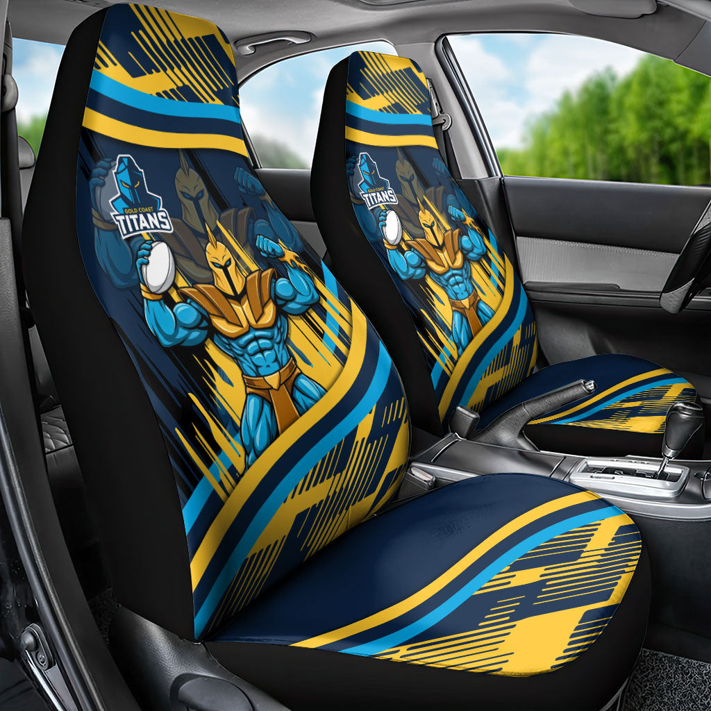 Titans Rugby Mascot Car Seat Cover Fierce Athlete Graphic in Sports Style