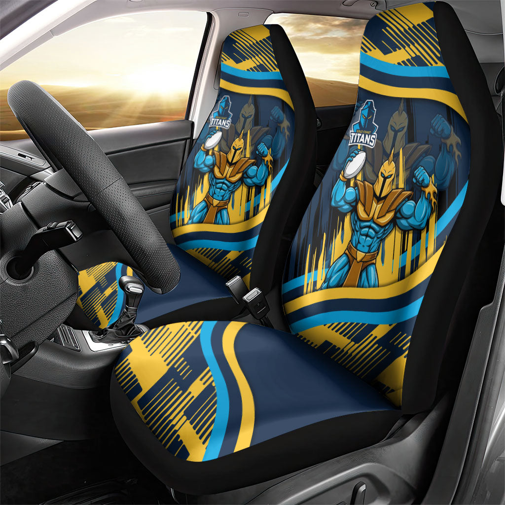 Titans Rugby Mascot Car Seat Cover Fierce Athlete Graphic in Sports Style