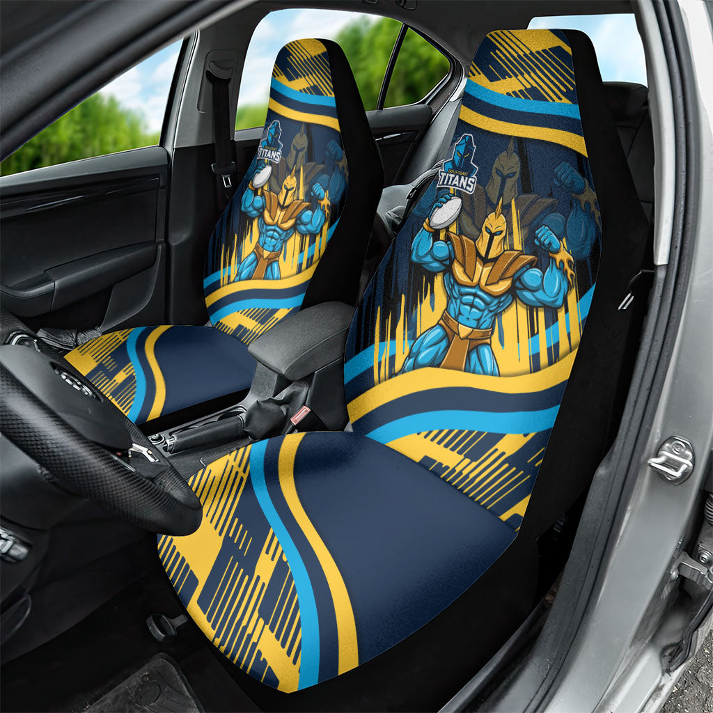 Titans Rugby Mascot Car Seat Cover Fierce Athlete Graphic in Sports Style