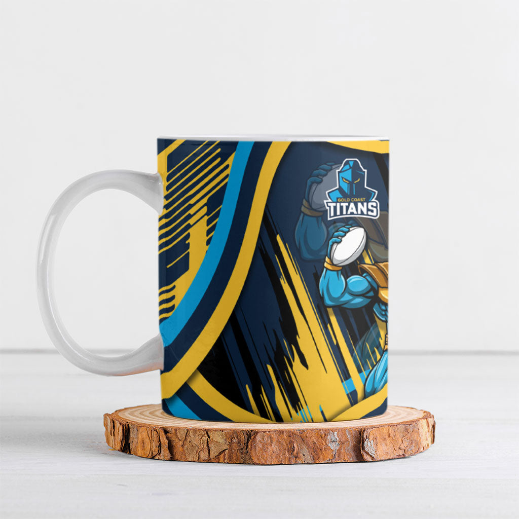 Titans Rugby Mascot Ceramic Mug Fierce Athlete Graphic in Sports Style