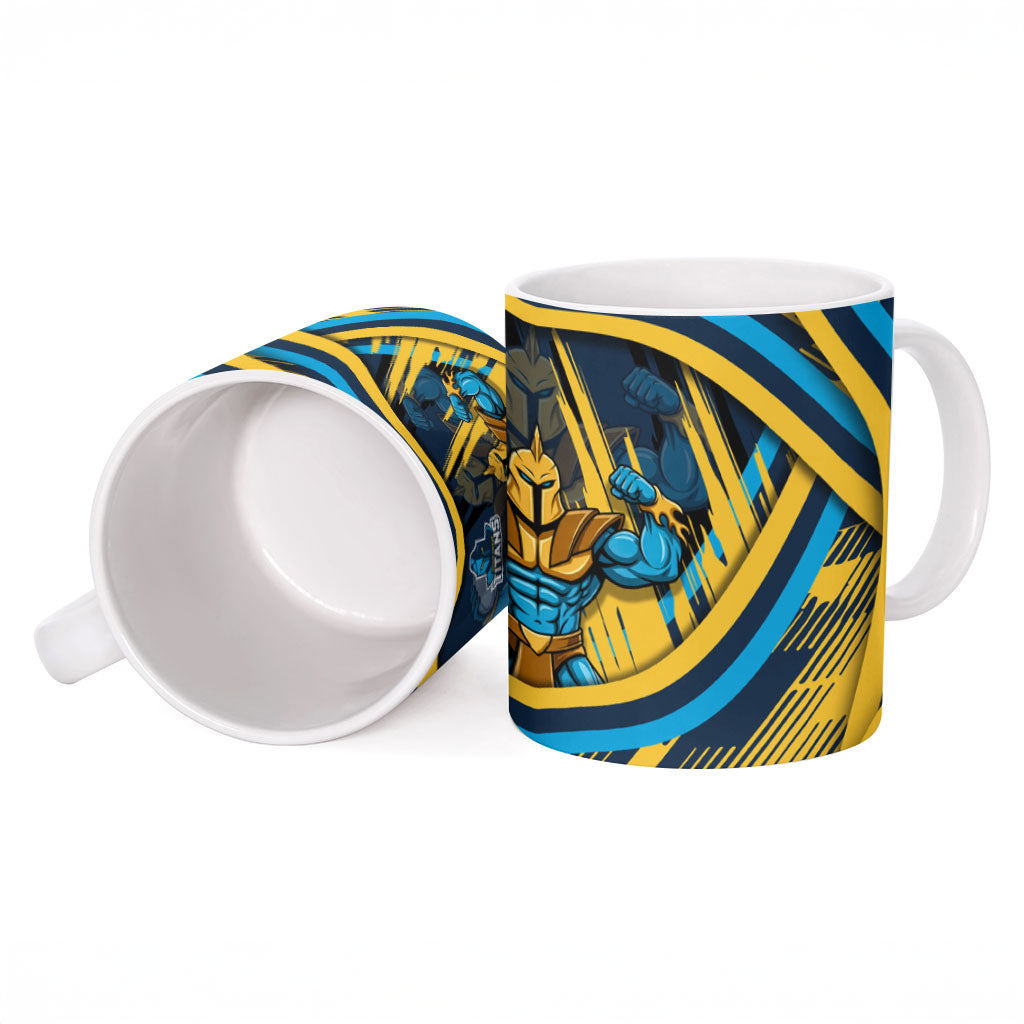 Titans Rugby Mascot Ceramic Mug Fierce Athlete Graphic in Sports Style