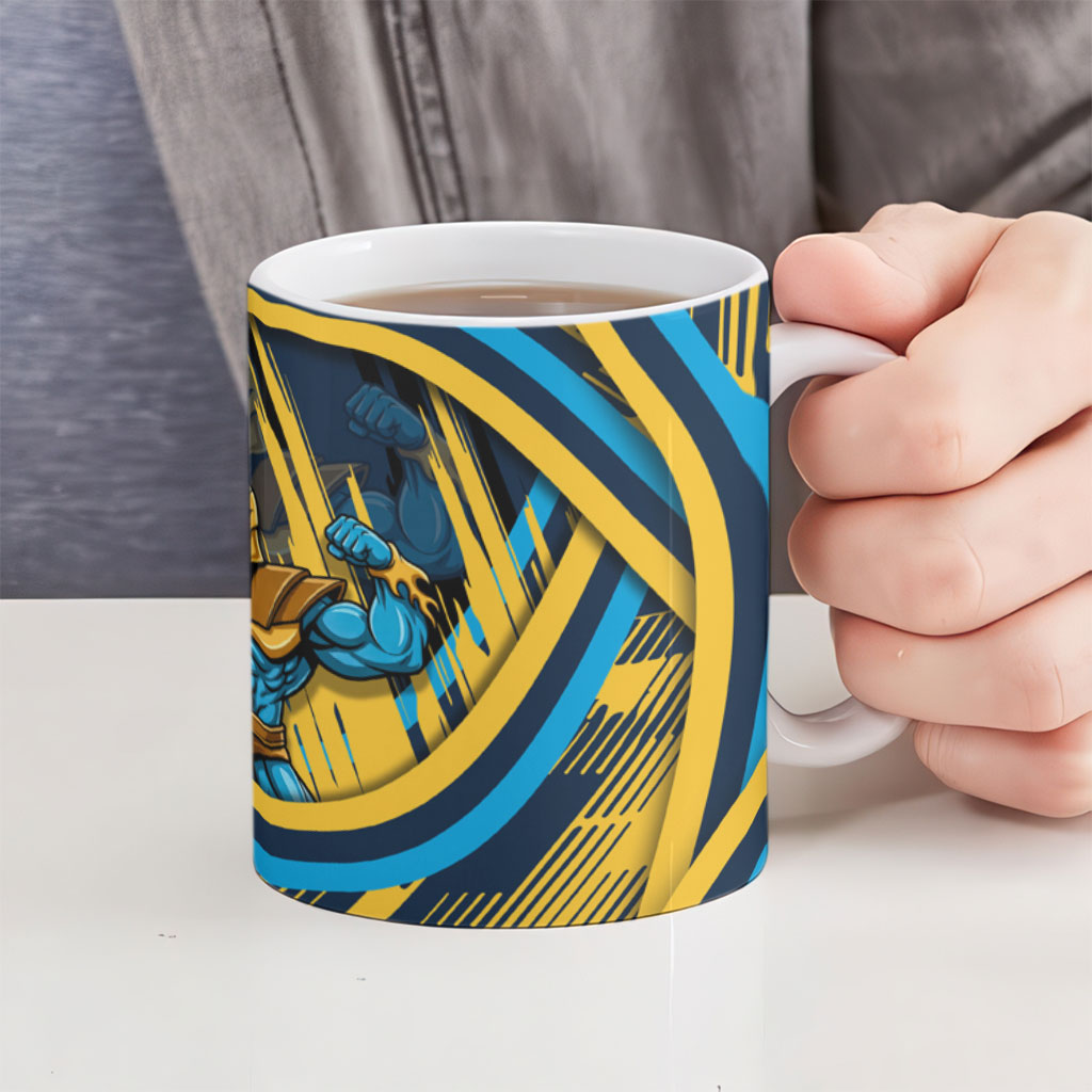 Titans Rugby Mascot Ceramic Mug Fierce Athlete Graphic in Sports Style