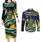 Titans Rugby Mascot Couples Matching Long Sleeve Bodycon Dress and Long Sleeve Button Shirt Fierce Athlete Graphic in Sports Style