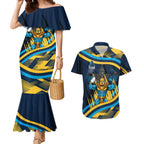 Titans Rugby Mascot Couples Matching Mermaid Dress and Hawaiian Shirt Fierce Athlete Graphic in Sports Style