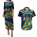Titans Rugby Mascot Couples Matching Puletasi and Hawaiian Shirt Fierce Athlete Graphic in Sports Style