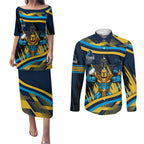 Titans Rugby Mascot Couples Matching Puletasi and Long Sleeve Button Shirt Fierce Athlete Graphic in Sports Style