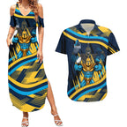 Titans Rugby Mascot Couples Matching Summer Maxi Dress and Hawaiian Shirt Fierce Athlete Graphic in Sports Style