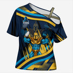 Titans Rugby Mascot Cross Shoulder Shirt Fierce Athlete Graphic in Sports Style