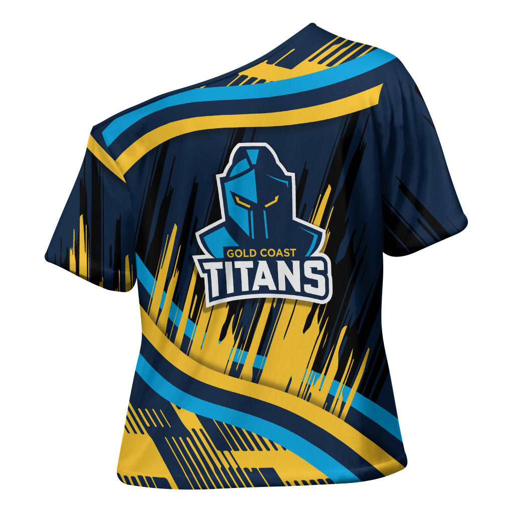Titans Rugby Mascot Cross Shoulder Shirt Fierce Athlete Graphic in Sports Style