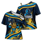 Titans Rugby Mascot Cross Shoulder Shirt Fierce Athlete Graphic in Sports Style