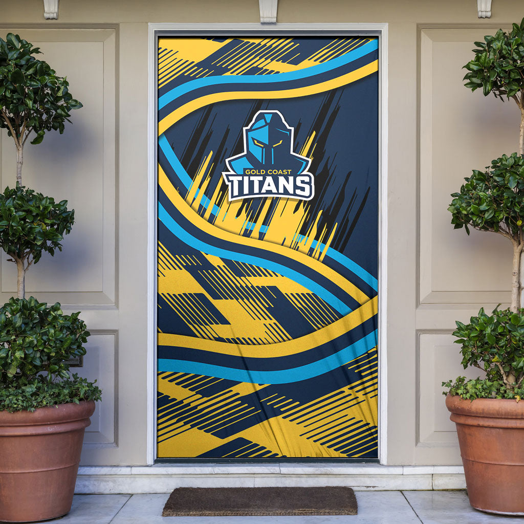 Titans Rugby Mascot Door Cover Fierce Athlete Graphic in Sports Style