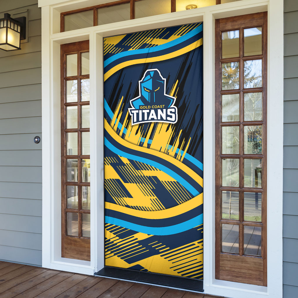 Titans Rugby Mascot Door Cover Fierce Athlete Graphic in Sports Style