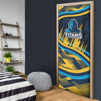 Titans Rugby Mascot Door Cover Fierce Athlete Graphic in Sports Style