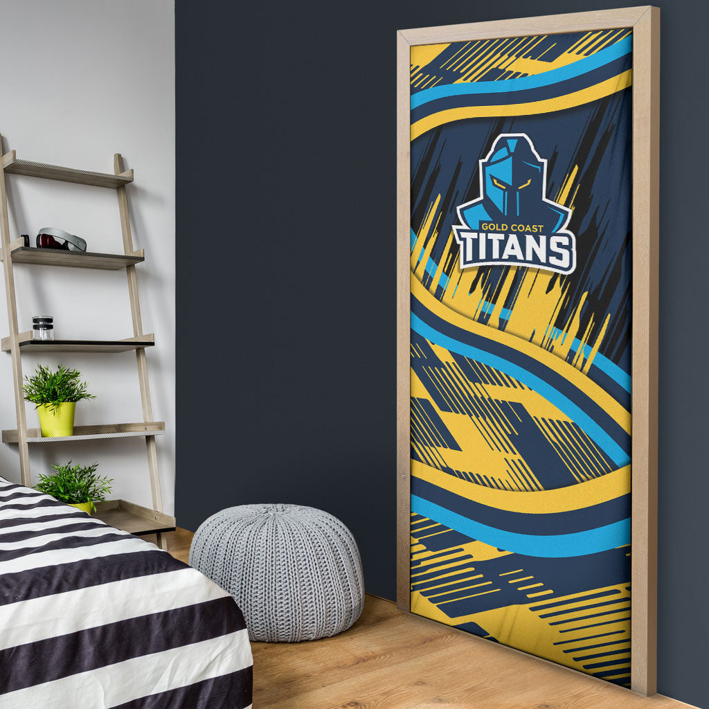 Titans Rugby Mascot Door Cover Fierce Athlete Graphic in Sports Style
