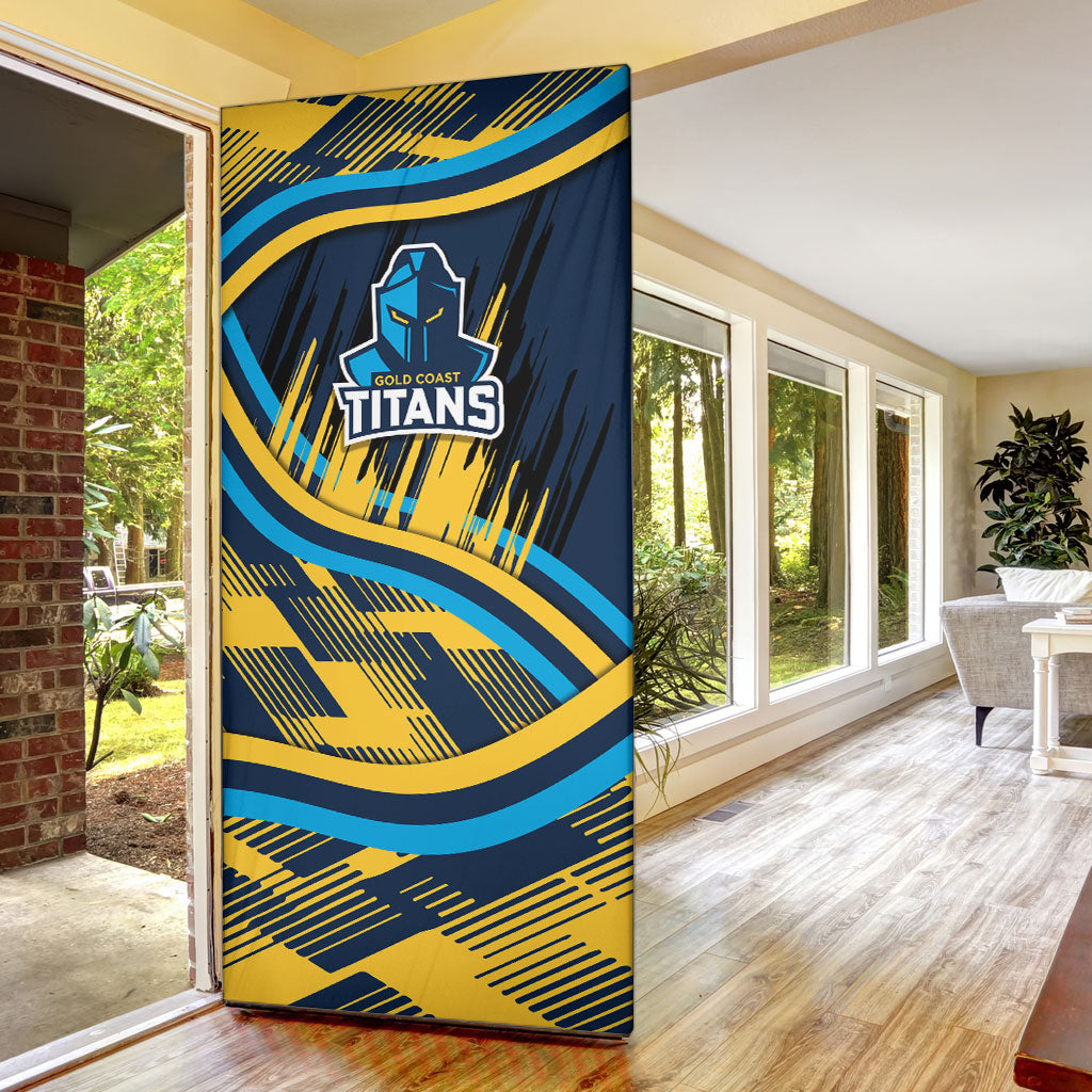 Titans Rugby Mascot Door Cover Fierce Athlete Graphic in Sports Style