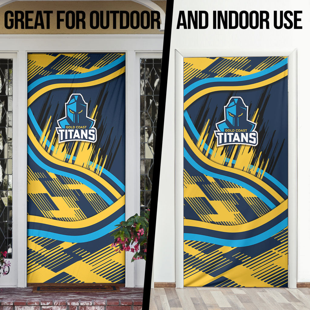 Titans Rugby Mascot Door Cover Fierce Athlete Graphic in Sports Style