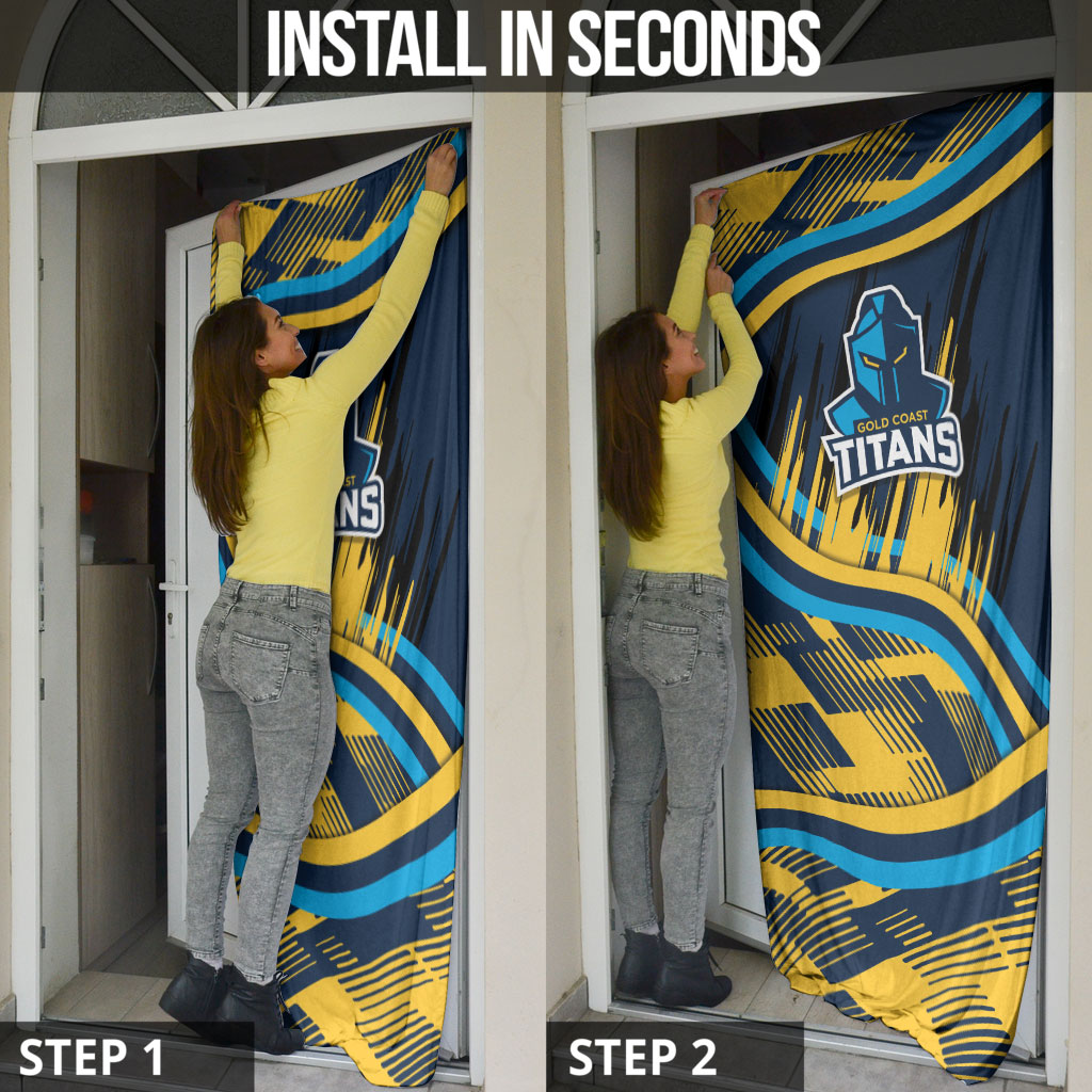 Titans Rugby Mascot Door Cover Fierce Athlete Graphic in Sports Style