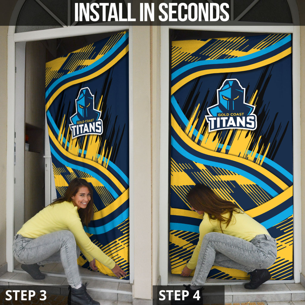 Titans Rugby Mascot Door Cover Fierce Athlete Graphic in Sports Style