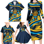 Titans Rugby Mascot Family Matching Long Sleeve Bodycon Dress and Hawaiian Shirt Fierce Athlete Graphic in Sports Style