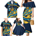 Titans Rugby Mascot Family Matching Mermaid Dress and Hawaiian Shirt Fierce Athlete Graphic in Sports Style